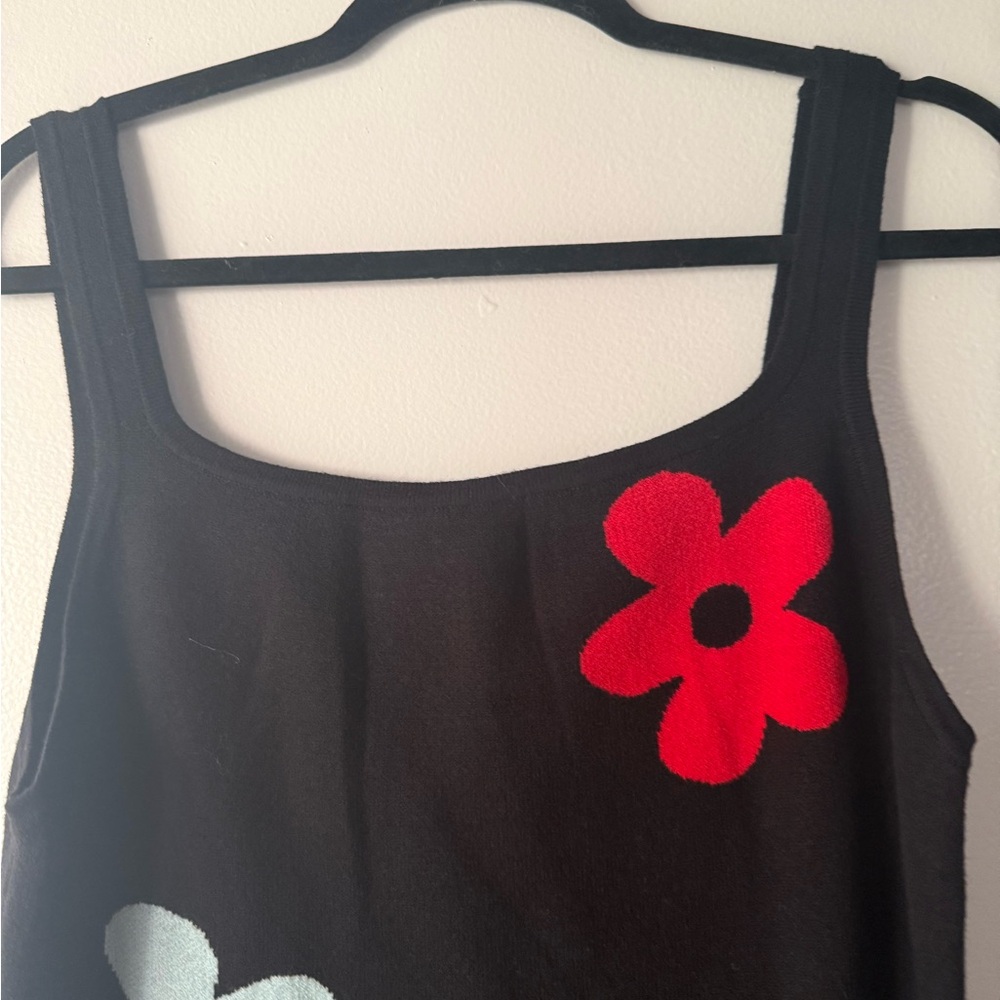 Cider Black Mini Dress with Red, Mint & Yellow Flower design Brand New 1X - Picture 2 of 8